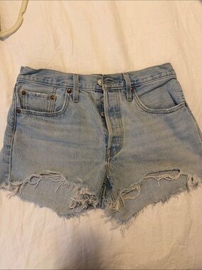 Levi's Light Blue Distressed Cutoff Denim Shorts